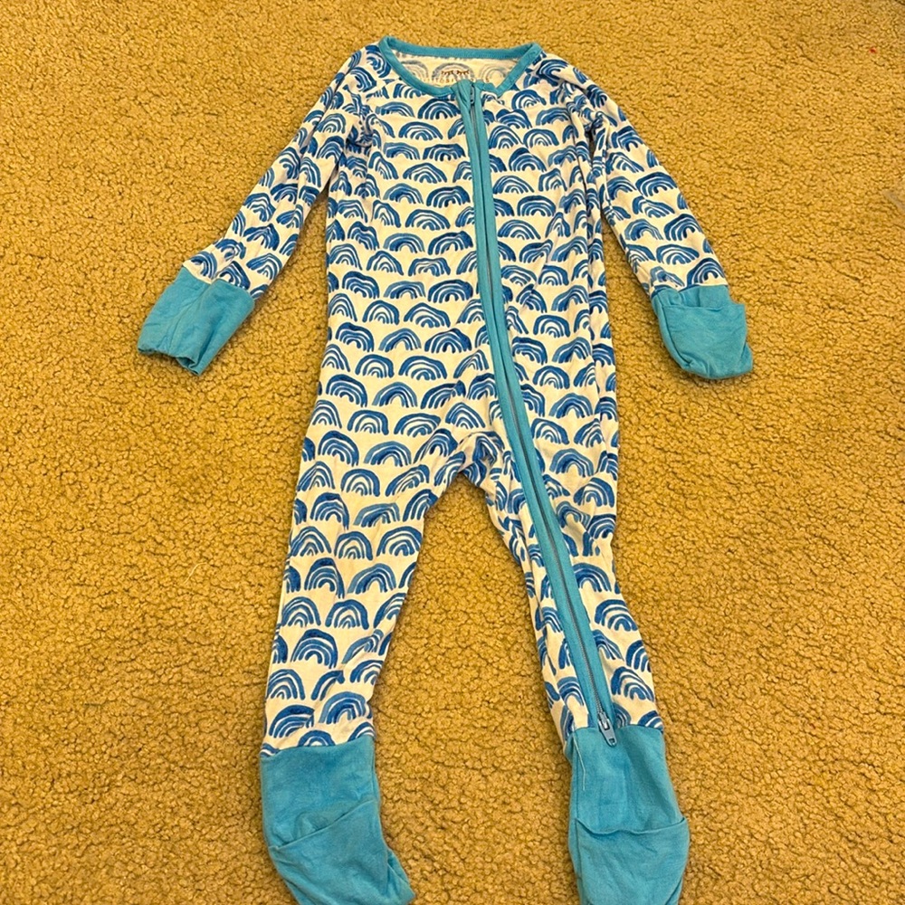 Little sleepies blue rainbow zippie